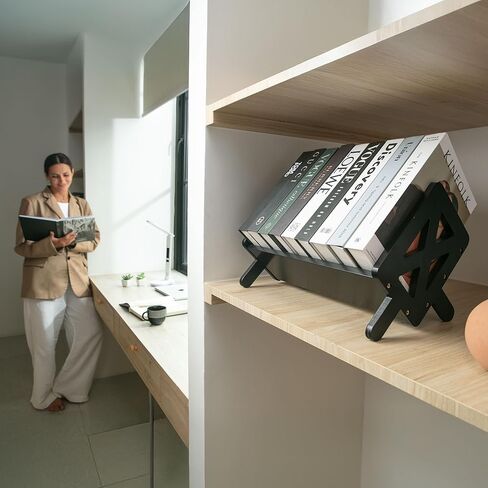 رف كتب سطح المكتب من الخيزران من Bunkal - منظم رف كتب على سطح الطاولة مائل لكتب الطبخ والأقراص المضغوطة والمجلات والمحمولة وحامل كتب صغير للمنزل أو النوم أو المكتب، 15.75 بوصة × 8.86 بوصة × 9.17 بوصة in Kuwait