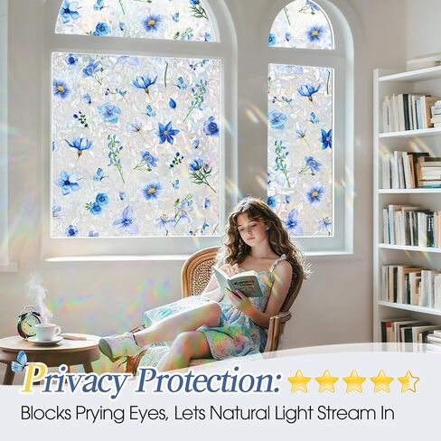 Coavas Window Privacy Film Frosted Glass Window Clings Bathroom Frosting Window Stickers Decorative Heat UV Blocking Window Coverings Static Cling for Glass Windows No Adhesive (Black,11.8x78.7 inch) in Kuwait