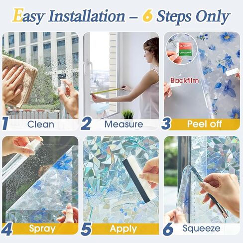 Coavas Window Privacy Film Frosted Glass Window Clings Bathroom Frosting Window Stickers Decorative Heat UV Blocking Window Coverings Static Cling for Glass Windows No Adhesive (Black,11.8x78.7 inch) in Kuwait