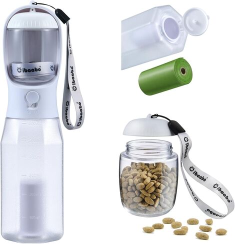 Cibaabo Dog Water Bottle with Food Container & Poop Bag Holder & Filter in Saudi Arabia