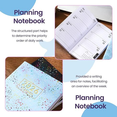 2026 ،A6 Daily Planner - Ultra-Compact Pocket Calendar (يناير 2026 - ديسمبر 2026) ،غطاء رفيع ،محفظة/جيب ،وردي in Saudi Arabia