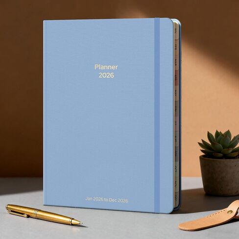 مخطط 2026 أسبوعيًا وشهريًا، يناير 2026 - ديسمبر 2026، تقويم بغلاف صلب من الكتان 2026 جدول أعمال مخطط يومي لقائمة المهام مع علامات تبويب شهرية، 6 بوصة × 8.3 بوصة، عاجي أنيق in Kuwait