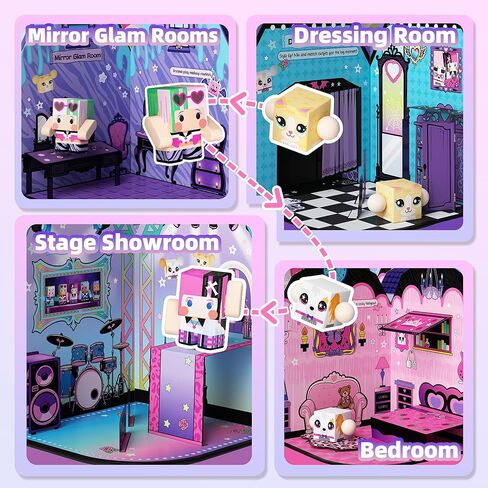GobiDex Magnetic Doll House Playset for Girls, STEM Toddler Toys with 4 Scenes, Figures, Pets & Stickers – Great Birthday Gift for Kids Pretend Play in Saudi Arabia