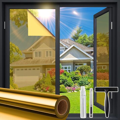 Coavas One Way Window Privacy Film, Window Tint for Home, Reflective Mirror Glass Window Coverings Heat UV Blocking See Out Not in, Black, 17.5 in X 6.5 Feet in Kuwait