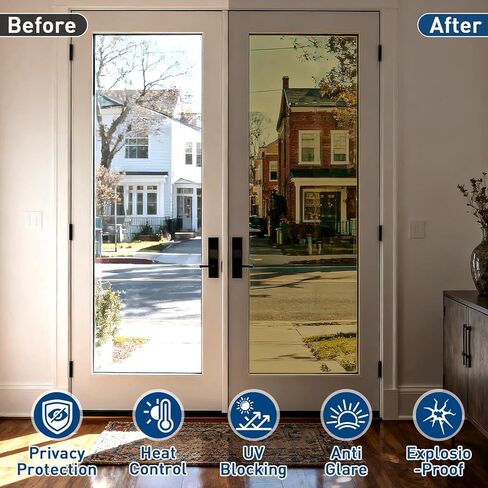 Coavas One Way Window Privacy Film, Window Tint for Home, Reflective Mirror Glass Window Coverings Heat UV Blocking See Out Not in, Black, 17.5 in X 6.5 Feet in Kuwait