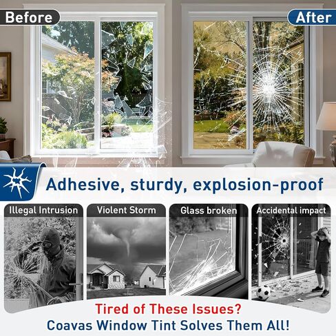 Coavas One Way Window Privacy Film, Window Tint for Home, Reflective Mirror Glass Window Coverings Heat UV Blocking See Out Not in, Black, 17.5 in X 6.5 Feet in Kuwait