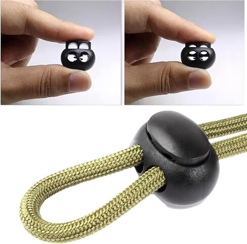 30 قطعة من قفل سلك زنبركي بلاستيكي، سدادة زنبركية بفتحة مزدوجة سوداء لأسلاك الصدمات/الرباط/الحبل المرن/أقفال رباط الحذاء in Kuwait