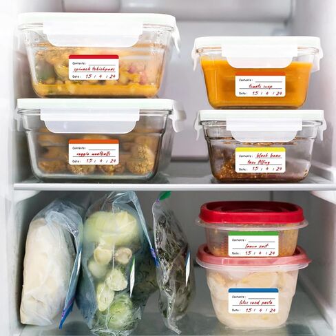 100PCS Removable Freezer Labels, 2.36 x 1.18 Inch Colored Freezer Meal Tabs, Rectangle Refrigerator Stickers for Kitchen Classification, Food Storage Label Stickers 5 Colors in Saudi Arabia