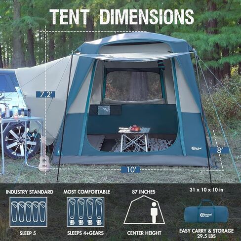 PORTAL 5 Person SUV Tent with Porch for Camping, Spacious Car Trunk Tent for Travel Camp Outdoor Tailgate, Water Resistant and Windproof in Kuwait