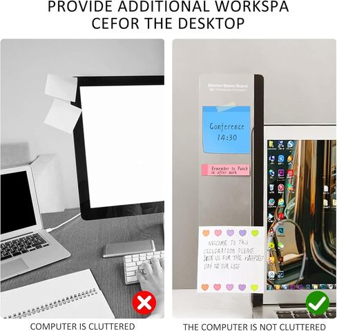 2Pcs Computer Memo Board, Transparent Side Panel Sticky Note Holder, Left and Right Computer Note Board in Saudi Arabia