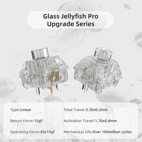 DRAOZA Kailh Box Jellyfish PRO Fully Transparent RGB Clicky Linear Tactile Mechanical Keyboard（Jade Jellyfish 108pcs） in Saudi Arabia