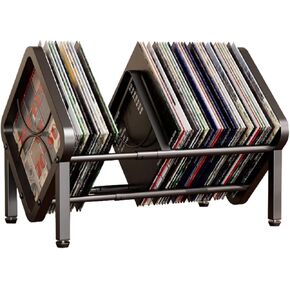 Vinyl Record Storage,80-100 LP Scalable Vinyl Record Holder,Retro Style Organizer,Metal Album Storage Rack for Magazine,Files,Book,Albums & Office Storage(Black) in Saudi Arabia