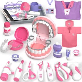 Lehoo Castle Doctor Kit for Toddlers 3-5 Girls, Kids Dentist Play Set, Toys for 3 4+ Year Old Girls, Pretend Play for Toddlers, Kids Doctor Playset, Medical Kits for Boys 3 4 5 in Kuwait