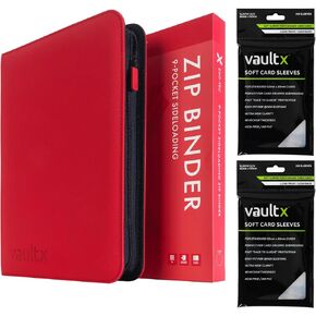 Vault X 9 Pocket Exo-Tec Zip Binder أحمر + 400 Penny Sleeves مجموعة هدايا عيد الميلاد in Kuwait