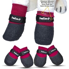 Double Dipped Thick Textured Waterproof Cotton Dog Socks | PawFlex Comfy Pawz Soft Indoor/Outdoor Pet Booties | Non-Slip Silicone Grip at Inner Wrist for No Twisting or Sliding Off| Adjustable Strap in Kuwait