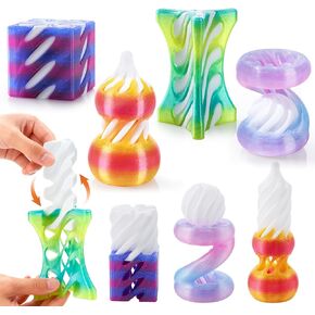 JOYIN 4 عبوات من ألعاب التململ المخروطية المستحيلة، 4 ألوان باستيل مختلفة ثلاثية الأبعاد مطبوعة حلزونية مخروطية مرنة مستحيلة الهرم العاب التململ لتخفيف التوتر، والأطفال البالغين تخزين عيد الميلاد in Kuwait