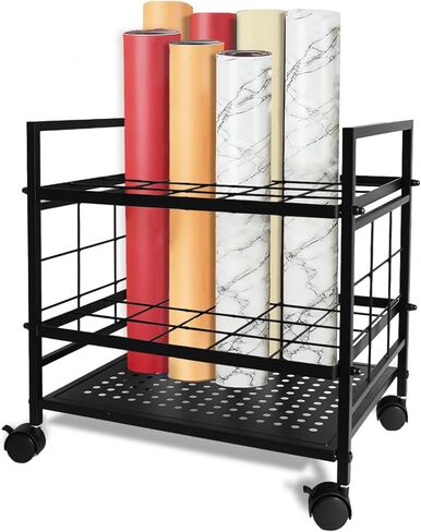 Blueprint Organizer with Rolling Wheels, 20-Slot Storage Rack – Mobile Cart for Blueprints, Maps, Posters, Architectural Plans. Ideal Holder for Home, Office, Studio, School in Kuwait