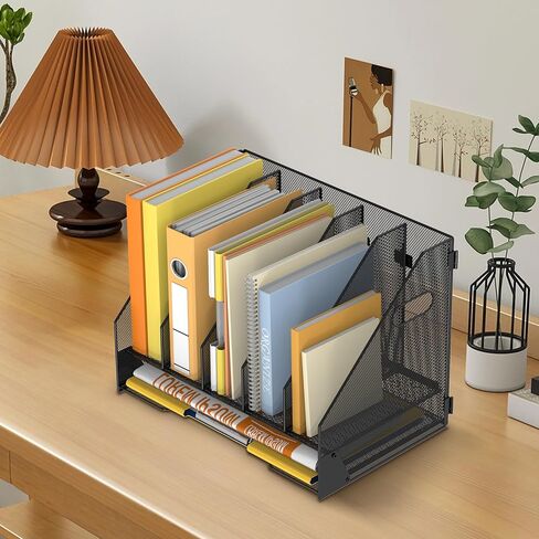 منظم ورق DALTACK للمكتب مع 3 حاملات أقلام، صينية تنظيم مكتب من 5 طبقات بمقابض، تخزين منظم الورق، منظم صينية الورق للمنزل والمكتب والمدرسة، وردي in Kuwait