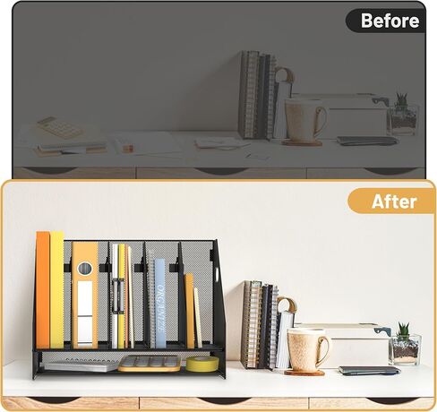 منظم ورق DALTACK للمكتب مع 3 حاملات أقلام، صينية تنظيم مكتب من 5 طبقات بمقابض، تخزين منظم الورق، منظم صينية الورق للمنزل والمكتب والمدرسة، وردي in Kuwait