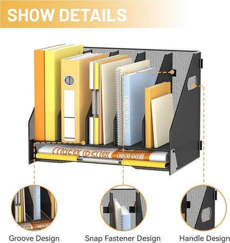 منظم ورق DALTACK للمكتب مع 3 حاملات أقلام، صينية تنظيم مكتب من 5 طبقات بمقابض، تخزين منظم الورق، منظم صينية الورق للمنزل والمكتب والمدرسة، وردي in Kuwait