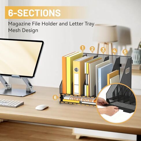منظم ورق DALTACK للمكتب مع 3 حاملات أقلام، صينية تنظيم مكتب من 5 طبقات بمقابض، تخزين منظم الورق، منظم صينية الورق للمنزل والمكتب والمدرسة، وردي in Kuwait