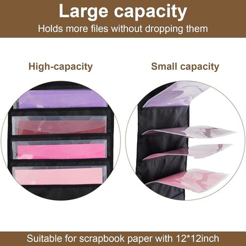 Henoyso 2 Pcs 12 x 12 Inch Paper Storage Scrapbook Vinyl Roll Storage Organizer Hanging Wall File Organizer with Door Hangers for Office Cardstock Craft (Black) in Saudi Arabia