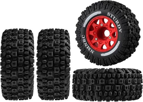 Pre-Glued Plastic RC Wheels and Tires 12MM 14MM 17MM Hex Compatible with Arrma Axial RC4WD Redcat Slash 2WD 4X4 Senton Short Course Truck Upgrades Part Green in Kuwait