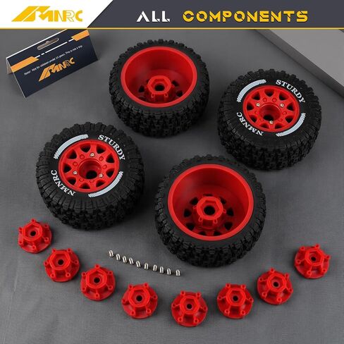 Pre-Glued Plastic RC Wheels and Tires 12MM 14MM 17MM Hex Compatible with Arrma Axial RC4WD Redcat Slash 2WD 4X4 Senton Short Course Truck Upgrades Part Green in Kuwait