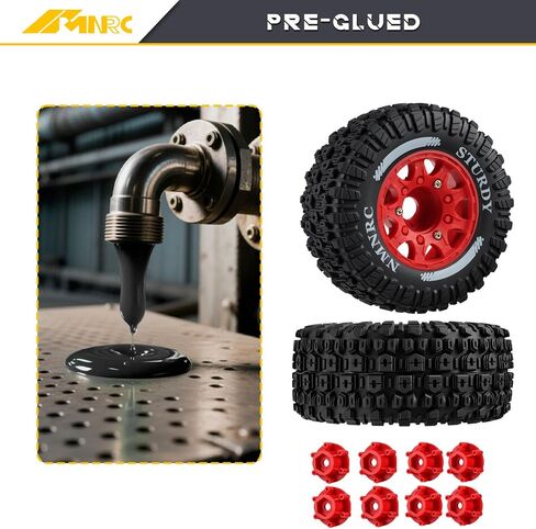 Pre-Glued Plastic RC Wheels and Tires 12MM 14MM 17MM Hex Compatible with Arrma Axial RC4WD Redcat Slash 2WD 4X4 Senton Short Course Truck Upgrades Part Green in Kuwait