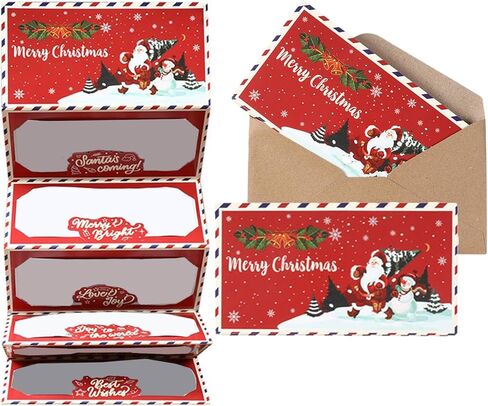 Christmas Cash Gift Envelopes with 6 or 10 Slots, Surprise Money Holder for Christmas Cash Card Gifts, DIY Holiday Organizer for Women Men Kids Adults, Festival Party Supplies (A) in Kuwait