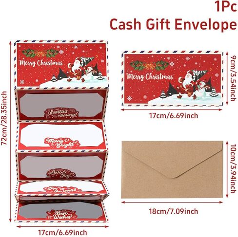 Christmas Cash Gift Envelopes with 6 or 10 Slots, Surprise Money Holder for Christmas Cash Card Gifts, DIY Holiday Organizer for Women Men Kids Adults, Festival Party Supplies (A) in Kuwait