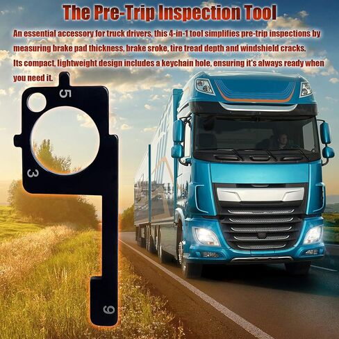 4-in-1 Truck Pre-Trip Inspection Tool with Metal Keychain and Spring O-Ring Fit for Brakes, Tires & Windshield in Saudi Arabia