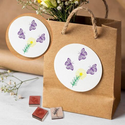 9 PCS Vintage Wood Rubber Stamps for Crafting (Butterfly Bird Ladybird Dragonflies Honeybee Flower and Plant), Wooden Scrapbooking Stamps Set Ink Rubber Wooden Stamp Craft Stamp DIY Art and Journals in Kuwait