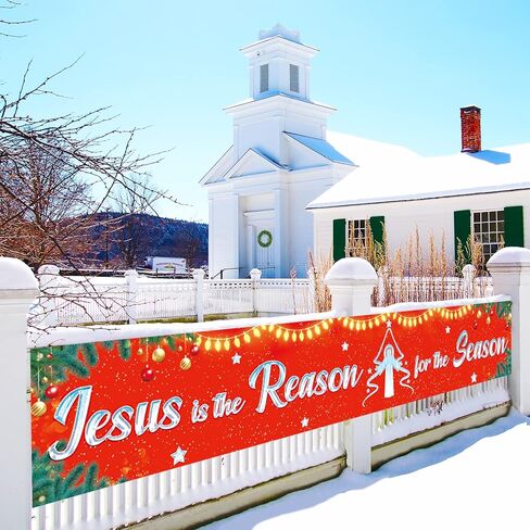 Jesus is The Reason for The Season Sign Banner - Large Outdoor Jesus Christmas Decorations, 9.8x1.6 ft in Saudi Arabia
