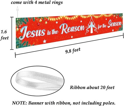 Jesus is The Reason for The Season Sign Banner - Large Outdoor Jesus Christmas Decorations, 9.8x1.6 ft in Saudi Arabia