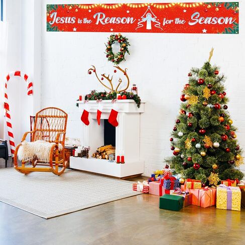 Jesus is The Reason for The Season Sign Banner - Large Outdoor Jesus Christmas Decorations, 9.8x1.6 ft in Saudi Arabia