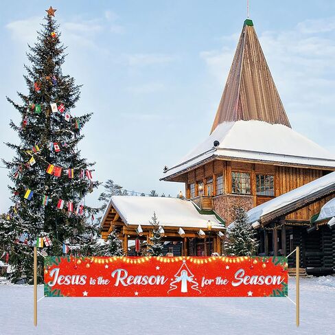 Jesus is The Reason for The Season Sign Banner - Large Outdoor Jesus Christmas Decorations, 9.8x1.6 ft in Saudi Arabia