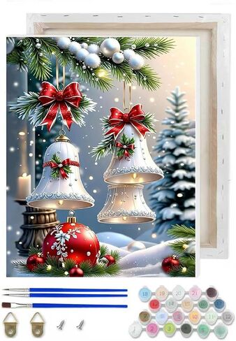 VIGEGU Christmas Paint by Numbers Kit for Adults Beginner with Frame,Red Truck Christmas Tree Paint by Number DIY Adult Paint by Number Kits for Home Decor 12x9 in in Kuwait
