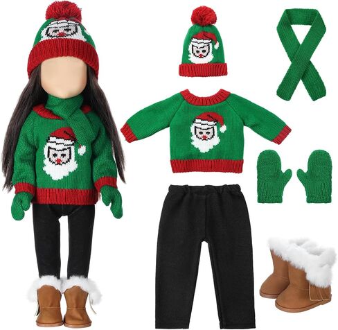6 Pcs Christmas 18 Inch Doll Clothes and Accessories Winter Outfits Set Sweaters Trousers Hats Shoes for 18 Inch Doll Gift(White,Snowman) in Saudi Arabia
