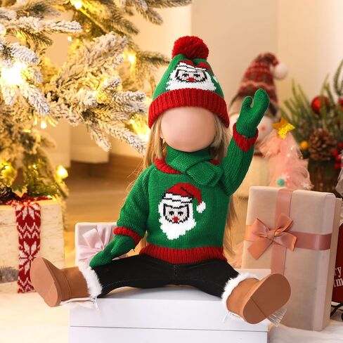 6 Pcs Christmas 18 Inch Doll Clothes and Accessories Winter Outfits Set Sweaters Trousers Hats Shoes for 18 Inch Doll Gift(White,Snowman) in Saudi Arabia