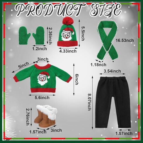 6 Pcs Christmas 18 Inch Doll Clothes and Accessories Winter Outfits Set Sweaters Trousers Hats Shoes for 18 Inch Doll Gift(White,Snowman) in Saudi Arabia