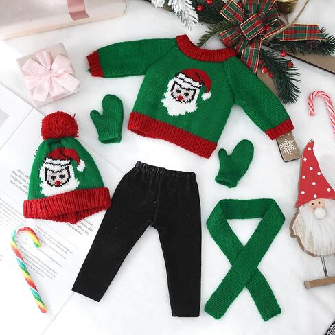 6 Pcs Christmas 18 Inch Doll Clothes and Accessories Winter Outfits Set Sweaters Trousers Hats Shoes for 18 Inch Doll Gift(White,Snowman) in Saudi Arabia