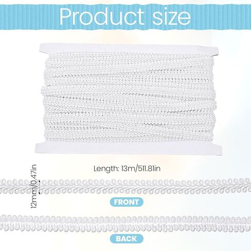 14 ياردة الأبيض جديلة تقليم 1/2 بوصة الأبيض Decative المنسوجة النسيج الدانتيل المفروشات تقليم للخياطة زي الستائر الغلاف الديكور DIY الحرف in Kuwait