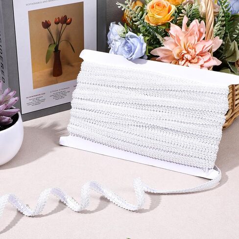 14 ياردة الأبيض جديلة تقليم 1/2 بوصة الأبيض Decative المنسوجة النسيج الدانتيل المفروشات تقليم للخياطة زي الستائر الغلاف الديكور DIY الحرف in Kuwait