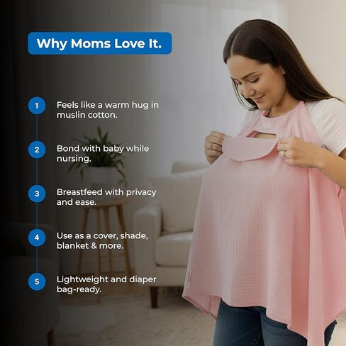 Muslin Nursing Cover for Baby Breastfeeding –Peekaboo Window -100% Breathable Cotton Privacy Nursing Shawl in Saudi Arabia