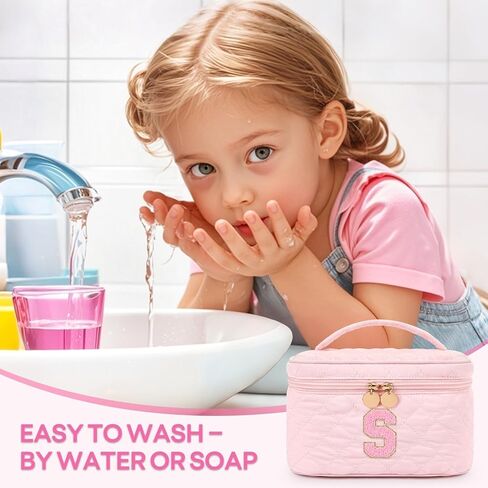 Kids Washable Makeup Set for Girls - 29Pcs Real Non-Toxic Play Make Up Kit Toys with Letter Cosmetic Bag - Dress Up Birthday Gifts for Toddler Age 3 4 5 6 7 8 9 10 Years Old Vanity Set - A in Saudi Arabia