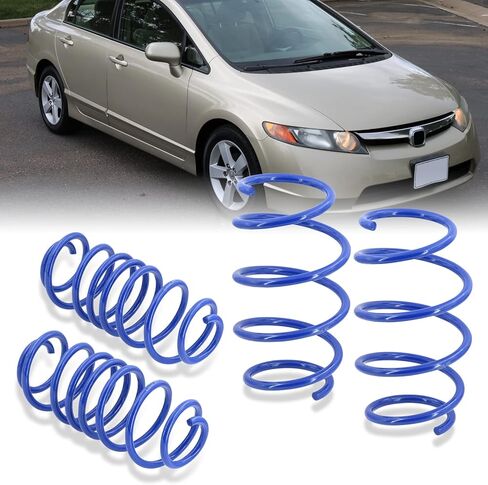 AJP Distributors JDM Suspension 1.5" Front & Rear Drop Lower Height Coil Lowering Sport Springs Kit Blue Compatible/Replacement For Civic FG FA FD Si 2006 2007 2008 2009 2010 2011 06 07 08 09 10 11 in Kuwait