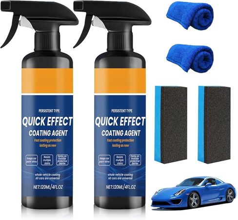 2PCS Advanced Car Quick-Acting Coating Agent Spray, Car Coating Spray, Quickly Coat Cars Wax, Polish Sprays Waterless Wash Wax, Oil Film Emulsion Glass Cleaner in Saudi Arabia