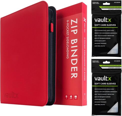 Vault X 9 Pocket Exo-Tec Zip Binder Red + 400 Penny Sleeves Xmas Gift Bundle in Saudi Arabia