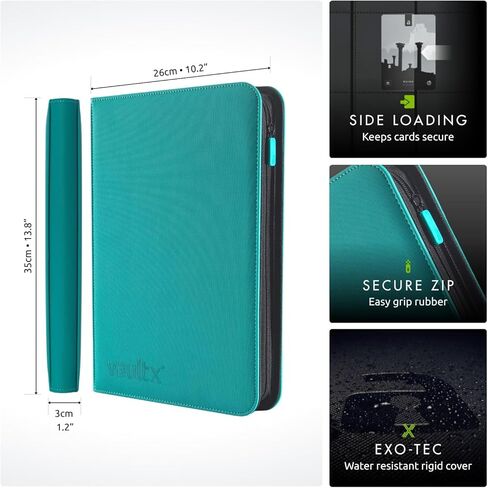 Vault X 9 Pocket Exo-Tec Zip Binder Teal + 400 Penny Sleeves Xmas Gift Bundle in Saudi Arabia